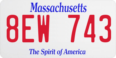 MA license plate 8EW743