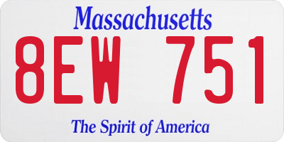 MA license plate 8EW751