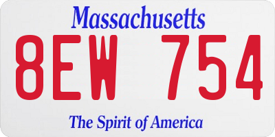 MA license plate 8EW754