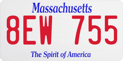 MA license plate 8EW755