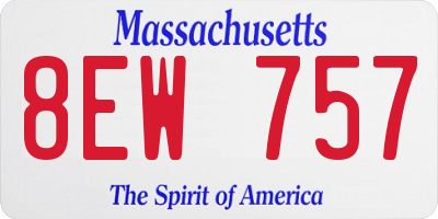 MA license plate 8EW757