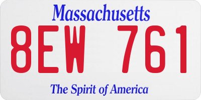 MA license plate 8EW761