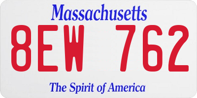 MA license plate 8EW762