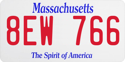 MA license plate 8EW766