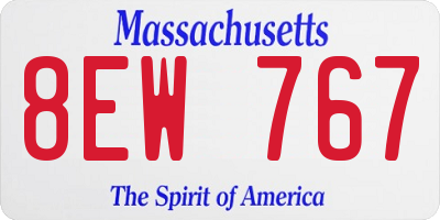 MA license plate 8EW767