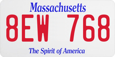 MA license plate 8EW768