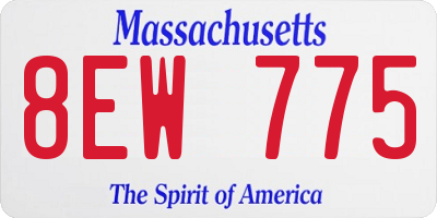 MA license plate 8EW775