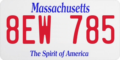 MA license plate 8EW785