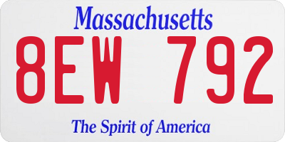 MA license plate 8EW792