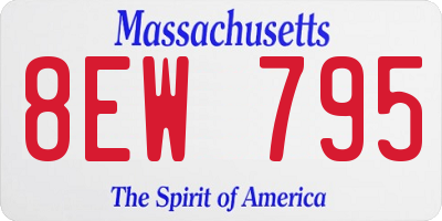 MA license plate 8EW795