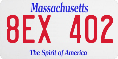 MA license plate 8EX402