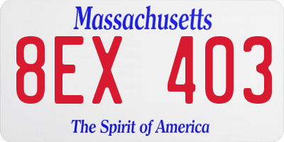 MA license plate 8EX403