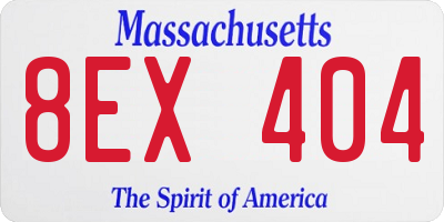 MA license plate 8EX404