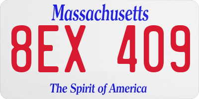 MA license plate 8EX409