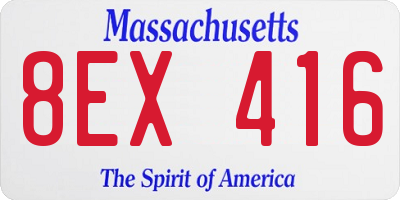 MA license plate 8EX416