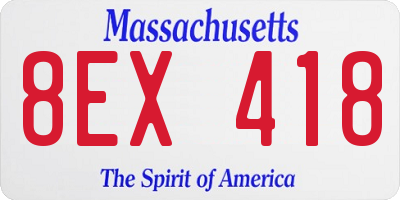 MA license plate 8EX418