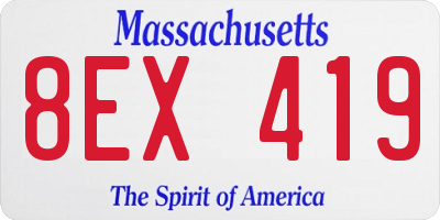 MA license plate 8EX419