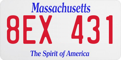 MA license plate 8EX431