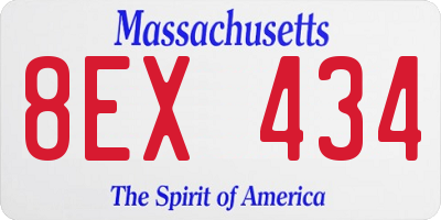 MA license plate 8EX434