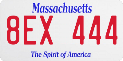 MA license plate 8EX444
