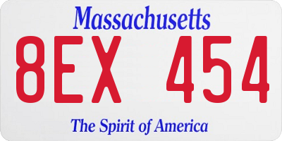 MA license plate 8EX454