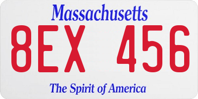 MA license plate 8EX456