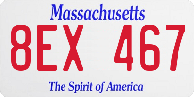 MA license plate 8EX467