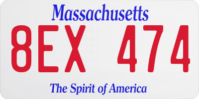 MA license plate 8EX474