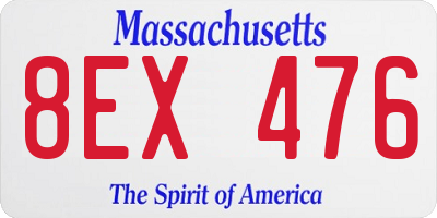 MA license plate 8EX476