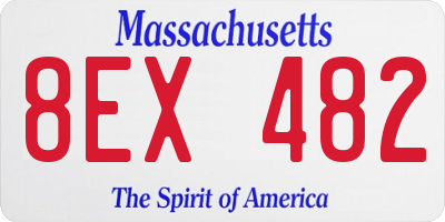 MA license plate 8EX482