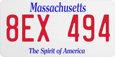MA license plate 8EX494