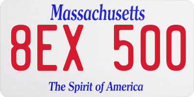 MA license plate 8EX500