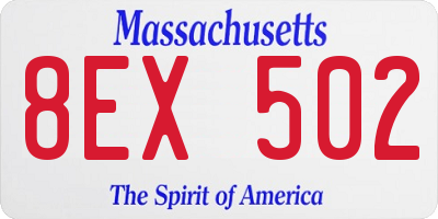 MA license plate 8EX502