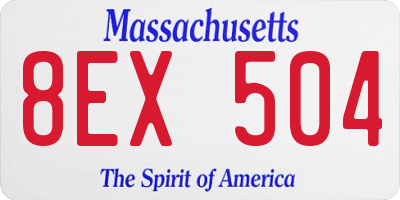 MA license plate 8EX504