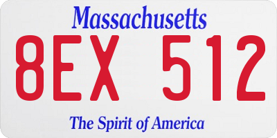 MA license plate 8EX512