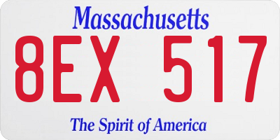 MA license plate 8EX517