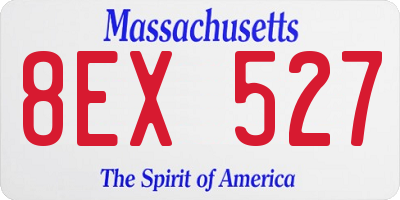 MA license plate 8EX527