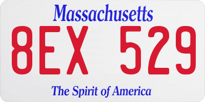 MA license plate 8EX529