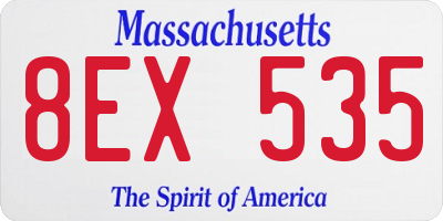 MA license plate 8EX535