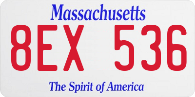 MA license plate 8EX536