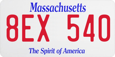MA license plate 8EX540