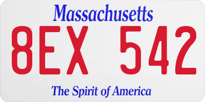 MA license plate 8EX542