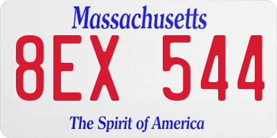 MA license plate 8EX544