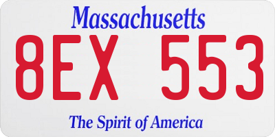 MA license plate 8EX553