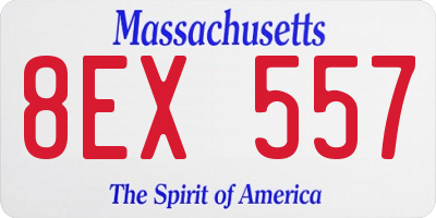 MA license plate 8EX557
