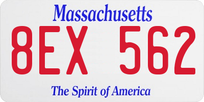 MA license plate 8EX562