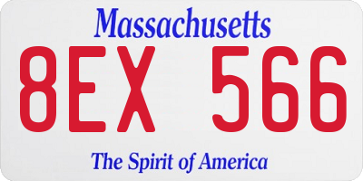 MA license plate 8EX566