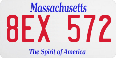 MA license plate 8EX572