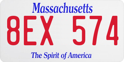 MA license plate 8EX574