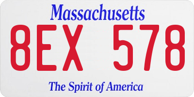 MA license plate 8EX578